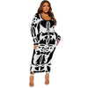 Plus Size Women Clothing Sexy U Collar Long Sleeve Dress